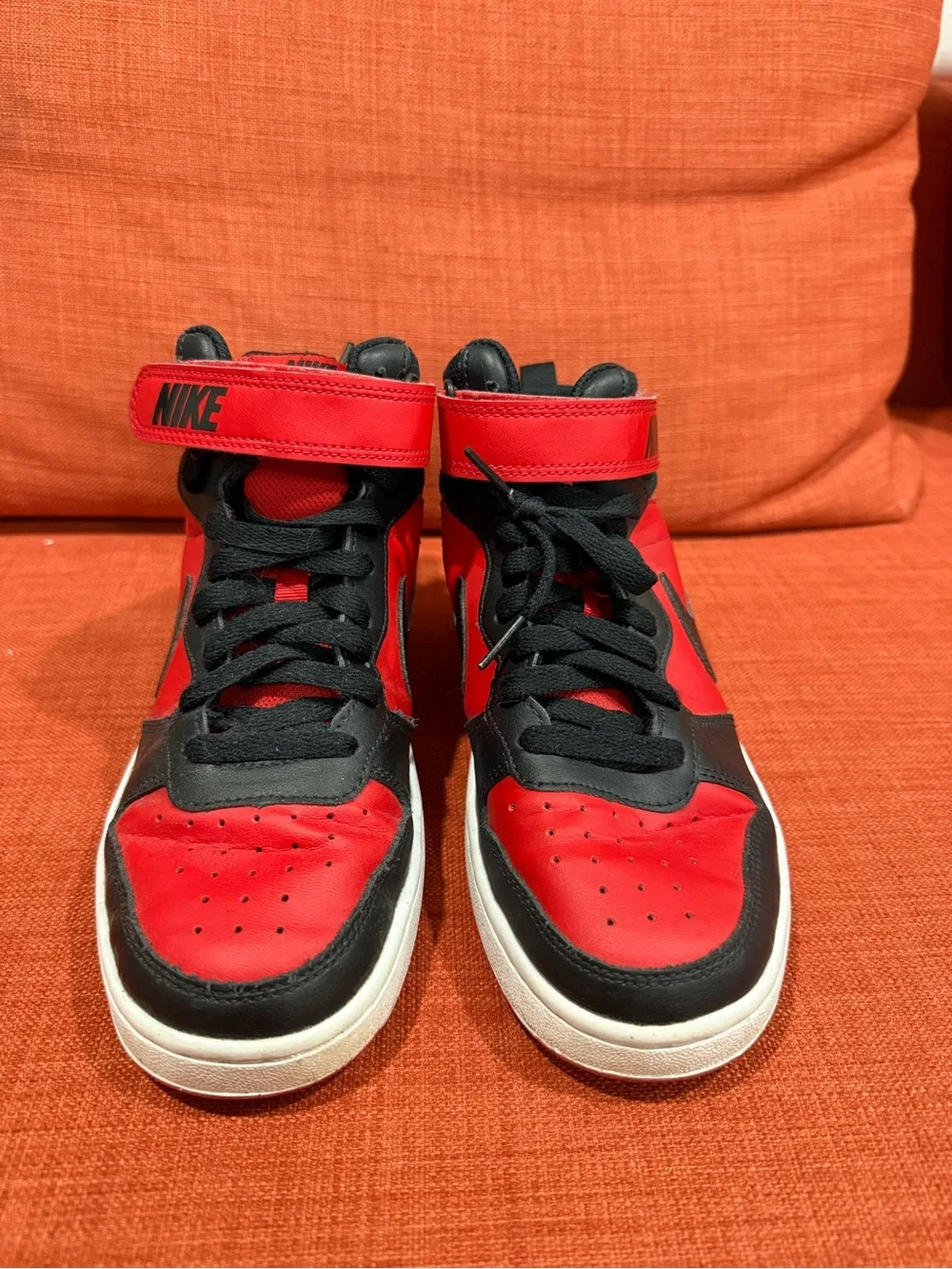 Nike court borough Mid 2 high top sneakers in Red and Black